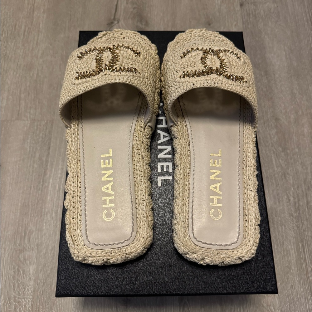 Chanel Beige Crochet Mules - Picture 5 of 8
